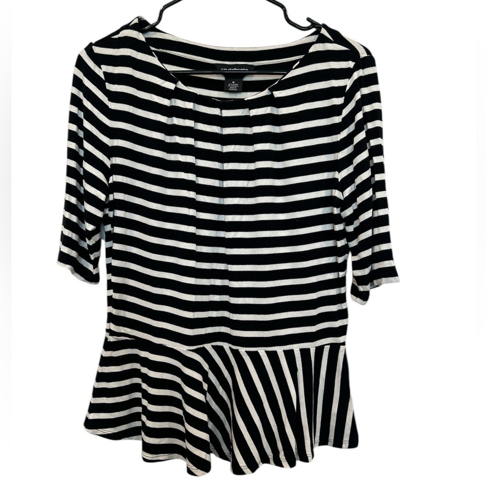 Liz Claiborne Black and White Asymmetrical Blouse